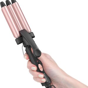 Ewopas Small Hair Crimper 3 Barrel Curling Iron Wand,12 Inch Beach Waves Curling Iron,Fast Heating, Light Weight, and is Easy to use,Mini Dual Ewopas Small Hair Crimper 3 Barrel Curling Iron Wand,12 Inch Beach Waves Curling Iron,Fast Heating, Light Weight, and is Easy to use,Mini Dual