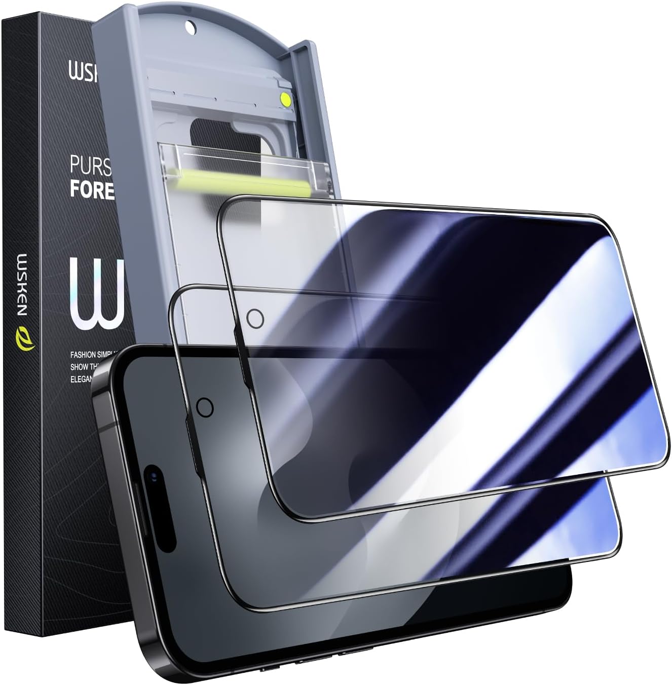 WSKEN Protector de pantalla de privacidad de 24 para iPhone 15 Pro (6.1 pulgadas), Cero burbujas Eliminación automática de polvo Vidrio templado