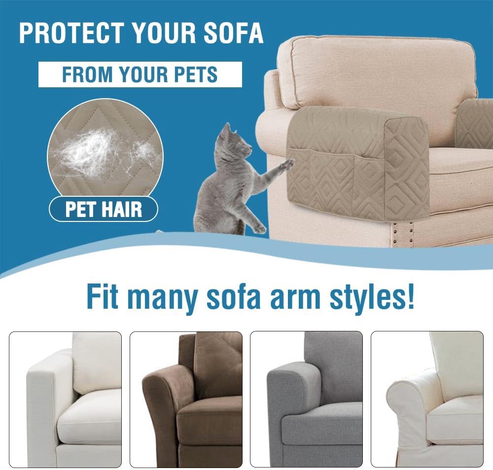Fundas para reposabrazos para sillas y sofás, protector antideslizante para brazos de sofá para perros, gatos y mascotas, resistente al agua, funda
