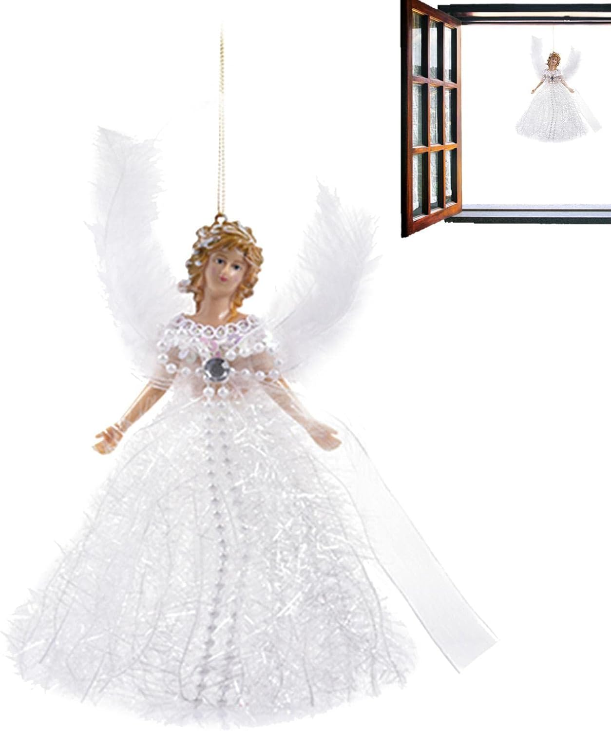 Colgante de ángel decorativo de Navidad con alas de ángel, muñeca de Navidad, mini ángel colgante de árbol de Navidad para decoración de Navidad,