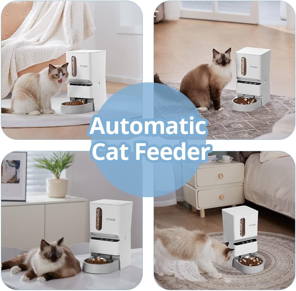 Comederos automáticos para gatos, dispensador automático de alimentos para gatos con doble tolva con preservación de frescura, comederos