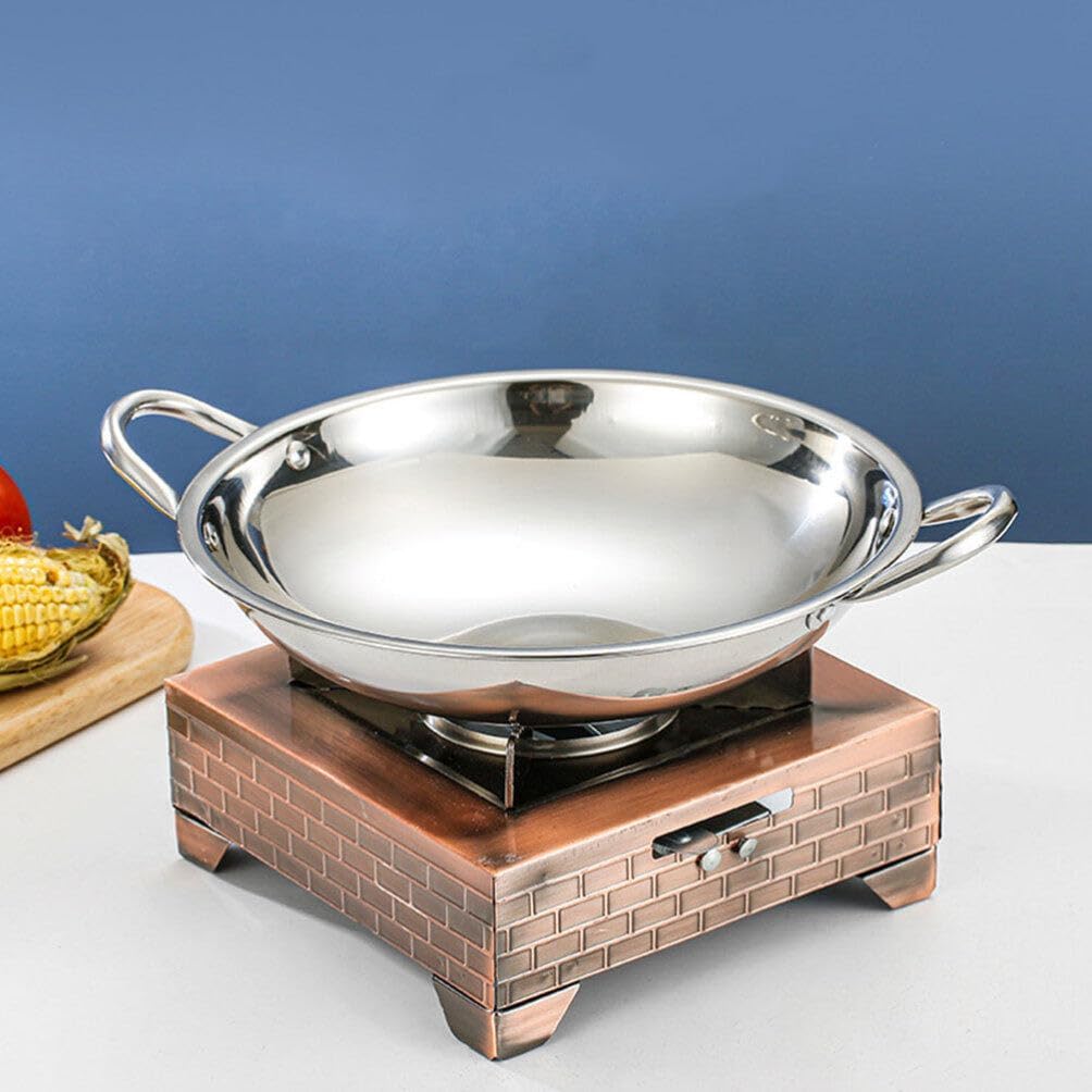 BESTonZON Sartén de acero inoxidable para cocinar mariscos con asa, sartén para estufa, sartén para freír sartén, olla coreana, olla de ramen