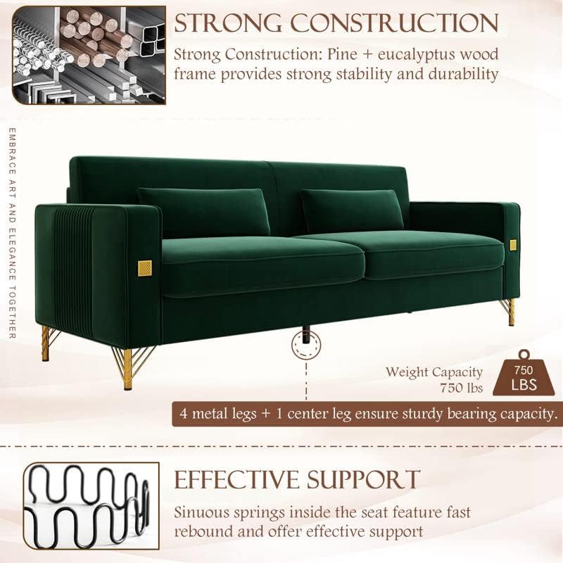 Sofá biplaza de 85 pulgadas, decoración moderna de mediados de siglo, sofás con brazo para sala de estar, muebles de asientos de amor copetudos de