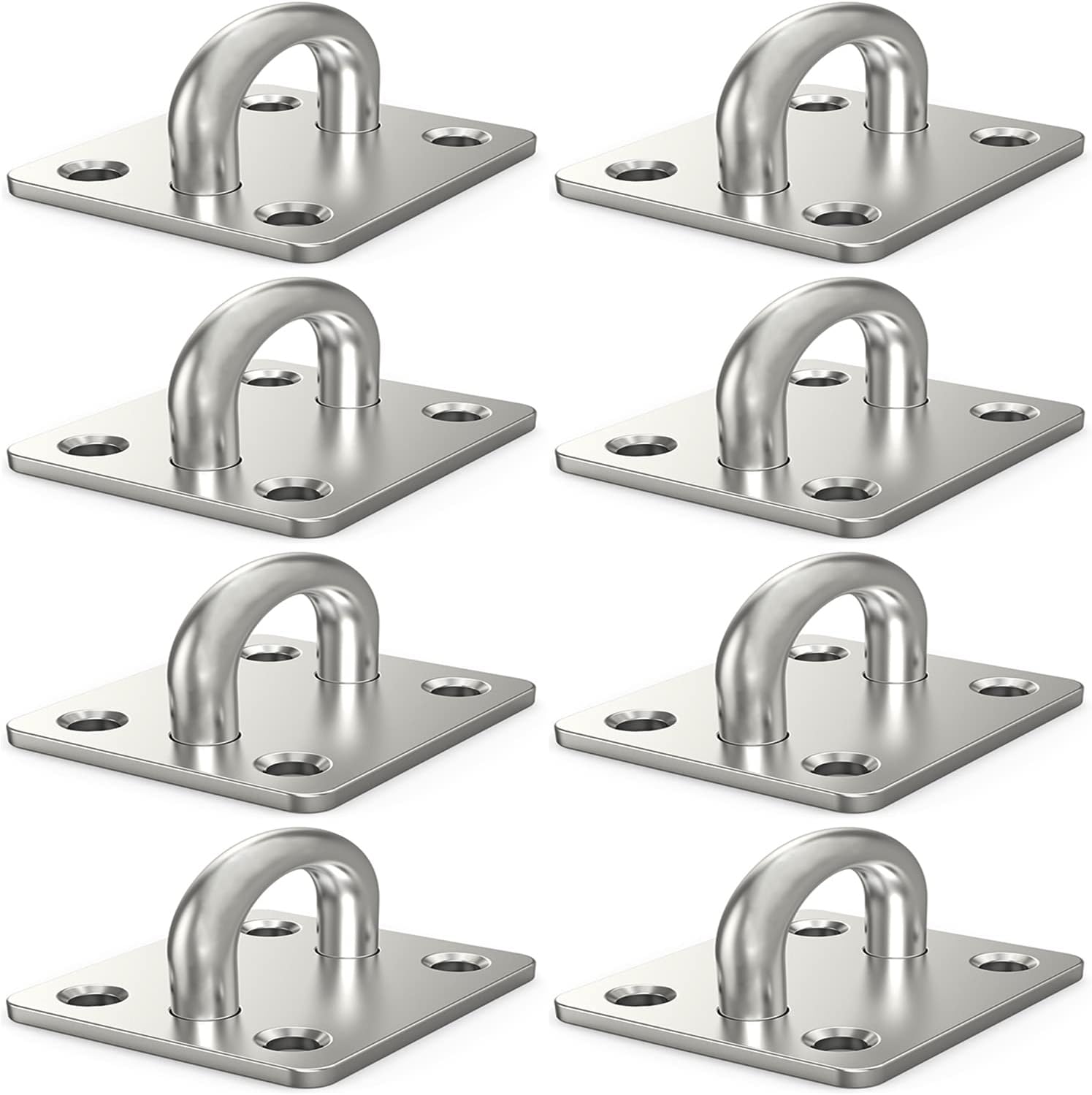 8 ganchos de techo de acero inoxidable 304 de 2 x 1.6 pulgadas con tornillos, placa de ojos