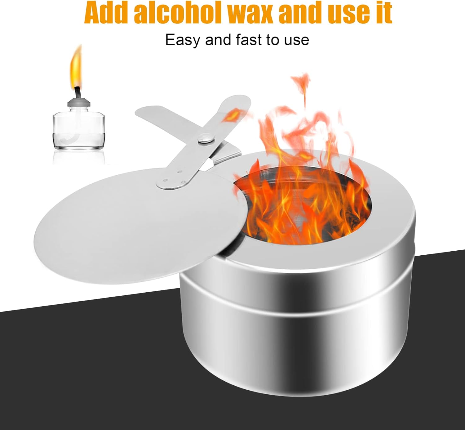 3 piezas de acero inoxidable Chafer Wick esterno de combustible, soporte de calor enlatado con cubierta de seguridad, perfecto para buffets y
