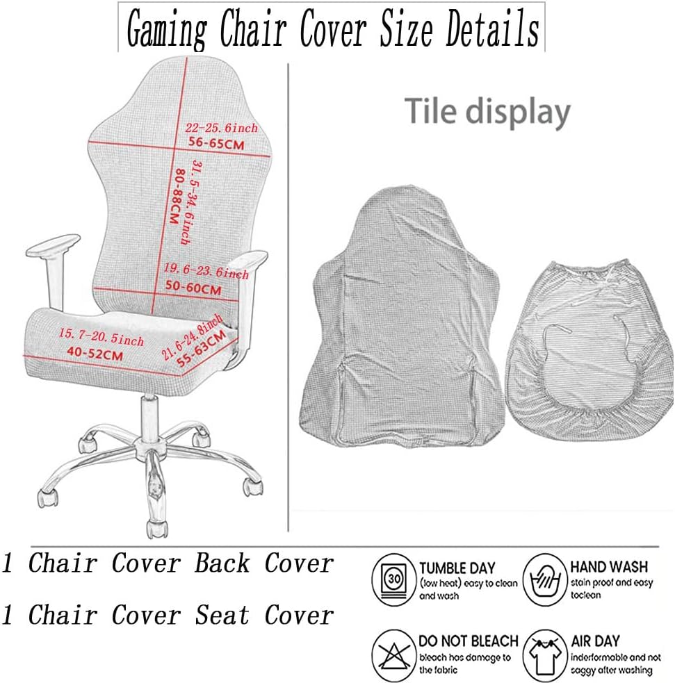 Fundas ergonómicas para silla de oficina, de poliéster elástico, repelente al agua, jacquard, para adultos, videojuegos, reclinables, carreras (sin