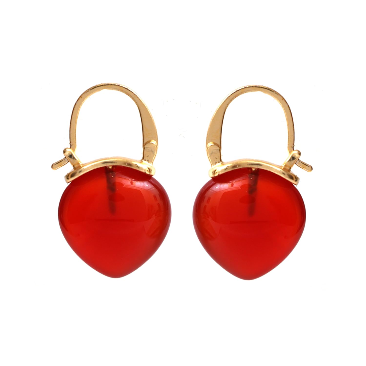 Gempires Carnelian Huggie Hoop Earrings, Dangling Earrings for Women, Handmade 15mm Pear shape Earrings, Everyday Wear, 14k Gold Plated Jewelry,