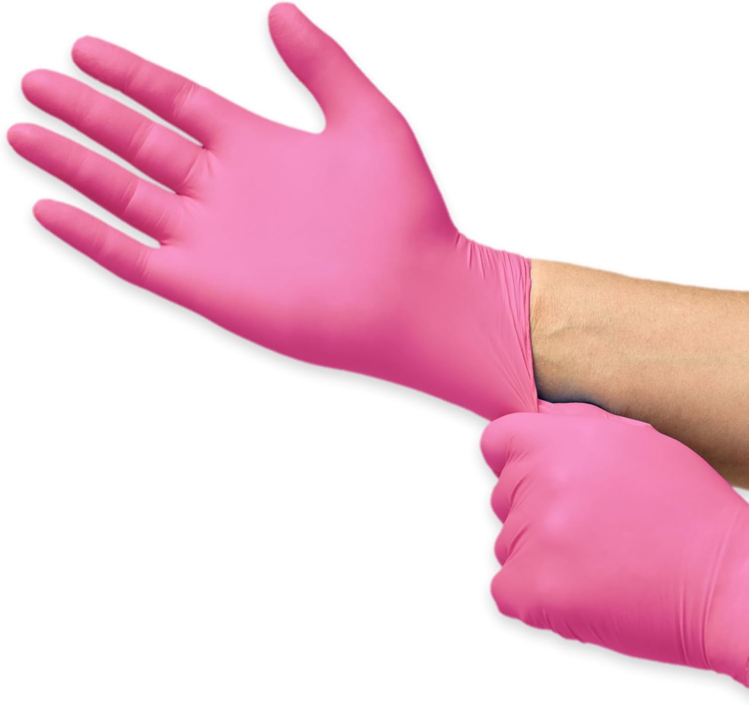 Inspire Guantes desechables sin látex  Guantes de nitrilo rosa para peluquería y uñas, guantes desechables de nitrilo esteticista
