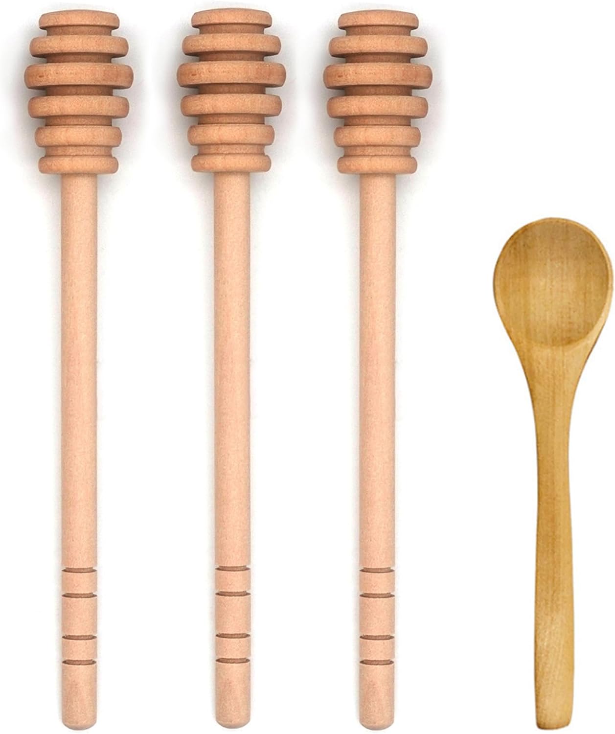 4 palitos de miel de 6 pulgadas, cuchara de miel, agitador de mezcla de miel de madera, varita de miel para dispensar tarro de miel, rociar miel,