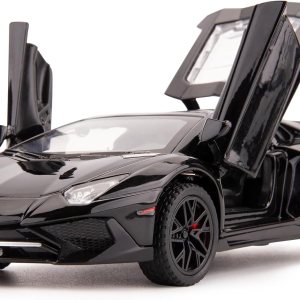 BDTCTK 132 Lambo LP750 Modelo Pull Back Car Coche de juguete con sonido y luz para niños y niñas, cuerpo de metal, puerta abierta, negro BDTCTK 132 Lambo LP750 Modelo Pull Back Car Coche de juguete con sonido y luz para niños y niñas, cuerpo de metal, puerta abierta, negro