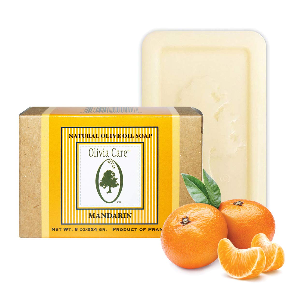 Té verde, mandarina, verbena, lavanda  Jabones de barra de oliva naturales y orgánicos, 8 onzas (tamaño grande) por Olivia Care -Triple molido, puro