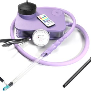 Conjunto de cachimba portátil con base texturizada moderna, 2 tipos de mangos+soporte de cigarrillo de viaje+luz LED remota+accesorios Narguile Conjunto de cachimba portátil con base texturizada moderna, 2 tipos de mangos+soporte de cigarrillo de viaje+luz LED remota+accesorios Narguile