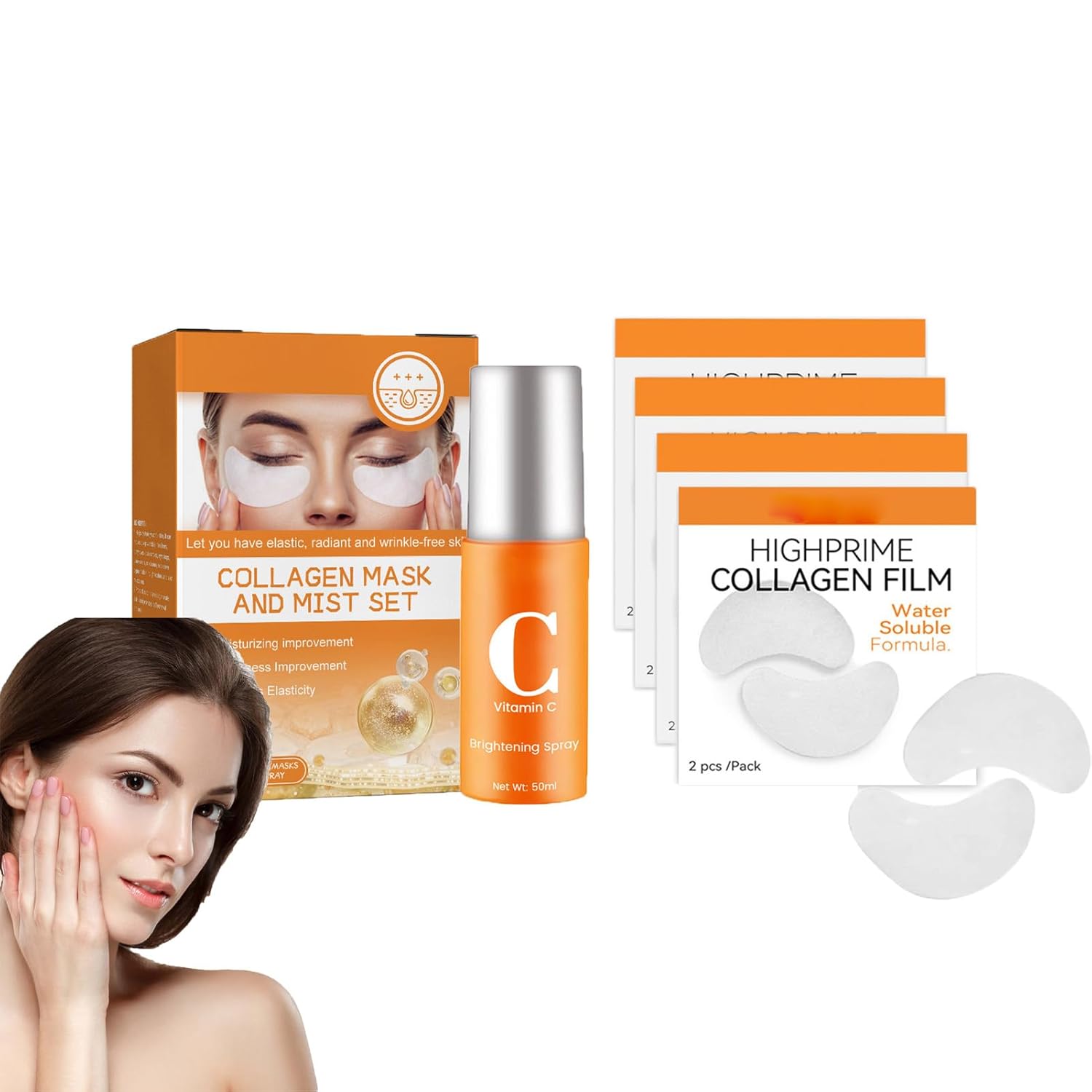 CYCVIZK Yidkx – Película de colágeno soluble de tecnología coreana, película de colágeno Highprime, juego de máscara de colágeno y niebla, película
