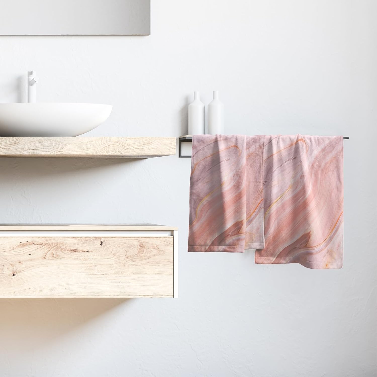 Juego de 2 toallas de baño decorativas de color oro rosa, gris, súper suaves para baño, cocina, hotel, gimnasio, spa, día de la madre, regalos de
