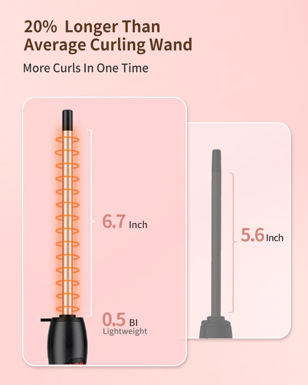 Hierros rizadores de 38 pulgadas para cabello corto y largo, rizador fino de 0.354 in con barril largo, varita rizadora de pelo pequeño, barril de