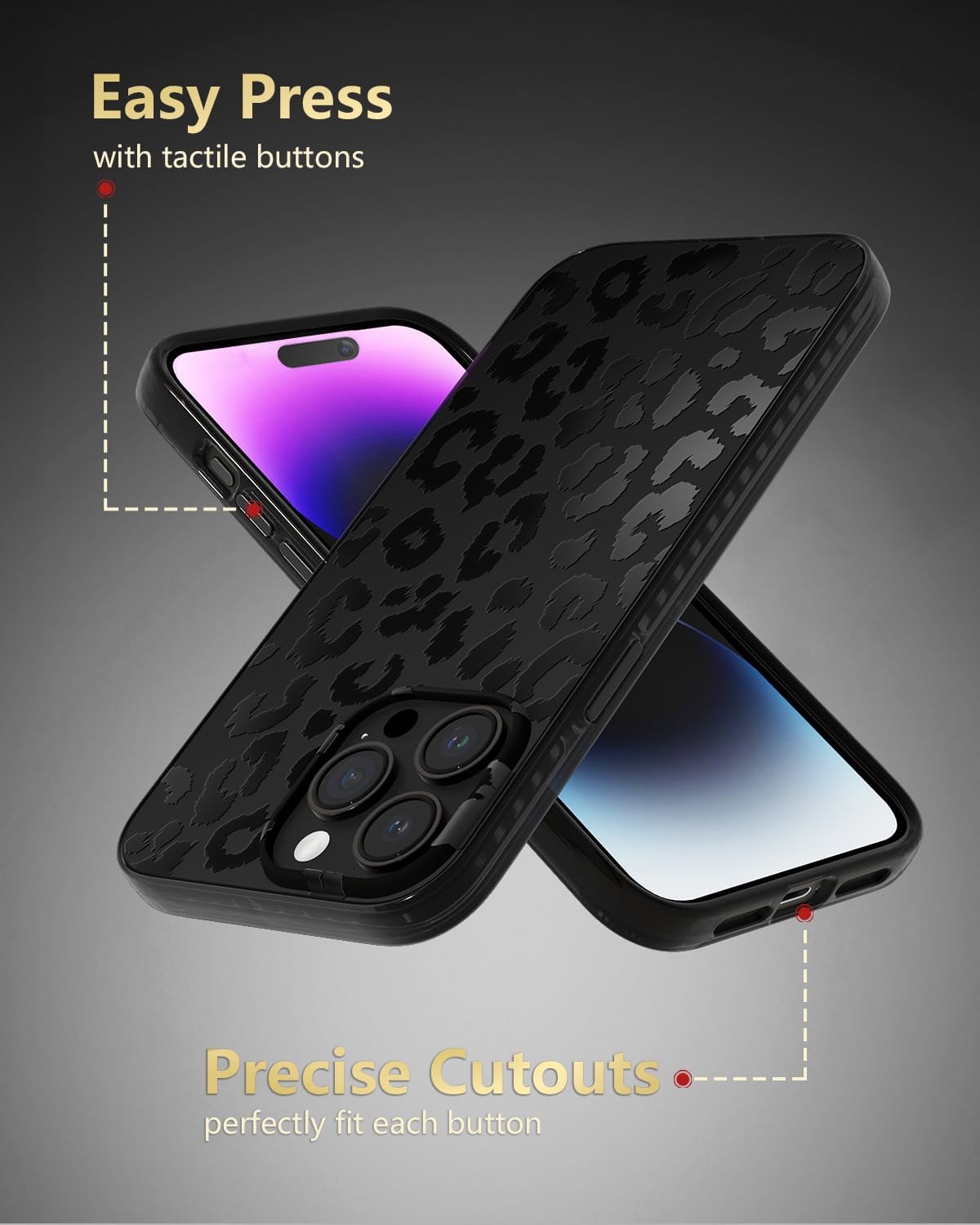 SCORPIFY Funda para iPhone 15 Pro Max con diseño de leopardo negro, compatible con MagSafe, bonita funda magnética con estampado de guepardo para