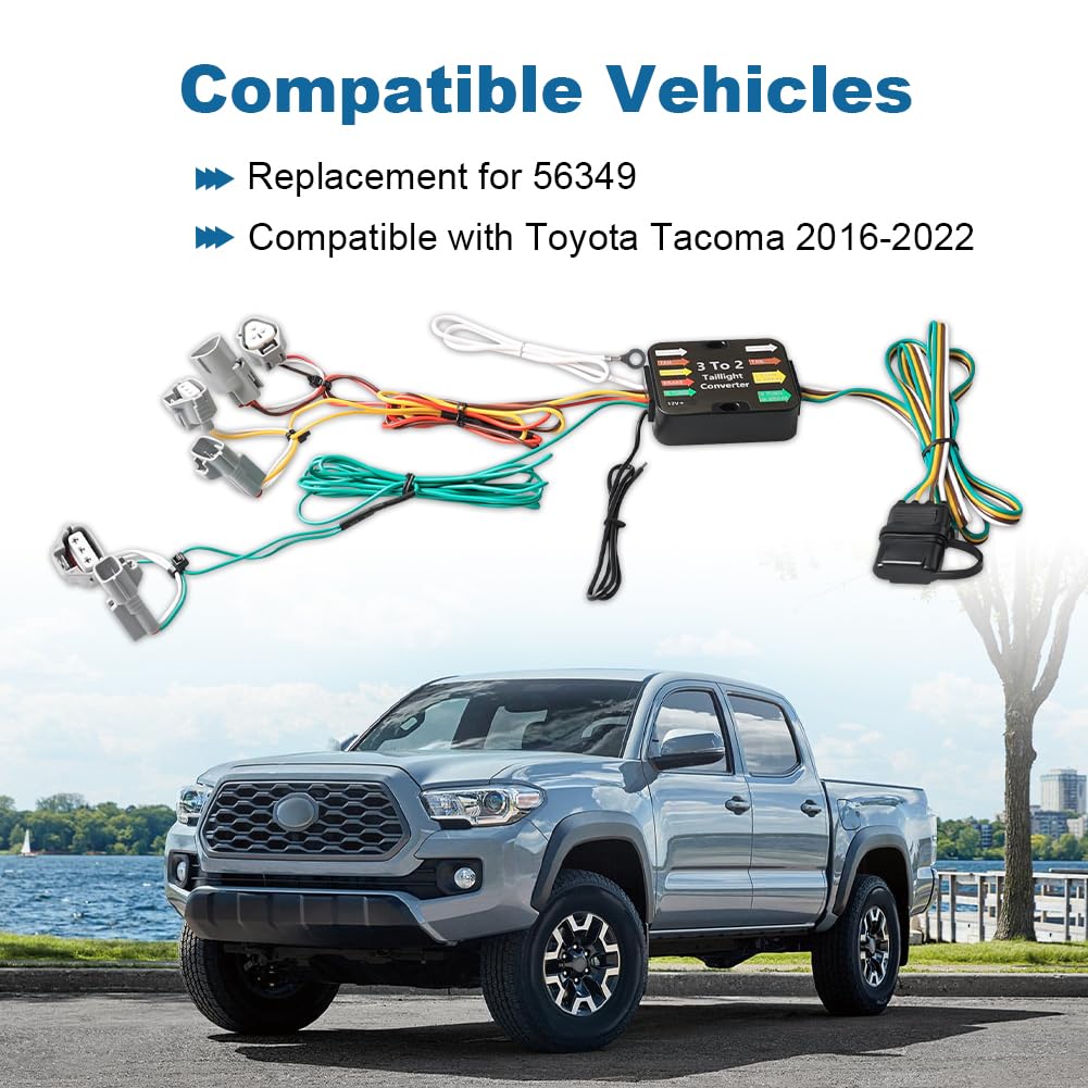 WATERWICH Arnés de cableado de remolque de 4 vías 56349 compatible con Toyota Tacoma 2016 2017 2018 2019 2020 2021 2022 arnés de cableado de