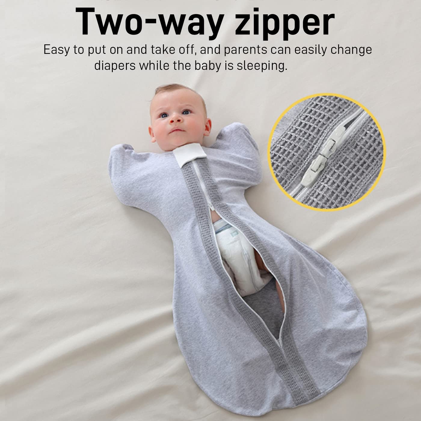 ZIGJOY Manta de transición para bebé, manta de transición elástica de 0.5 TOG con cremallera de 2 vías, saco de dormir de algodón autolavizante para