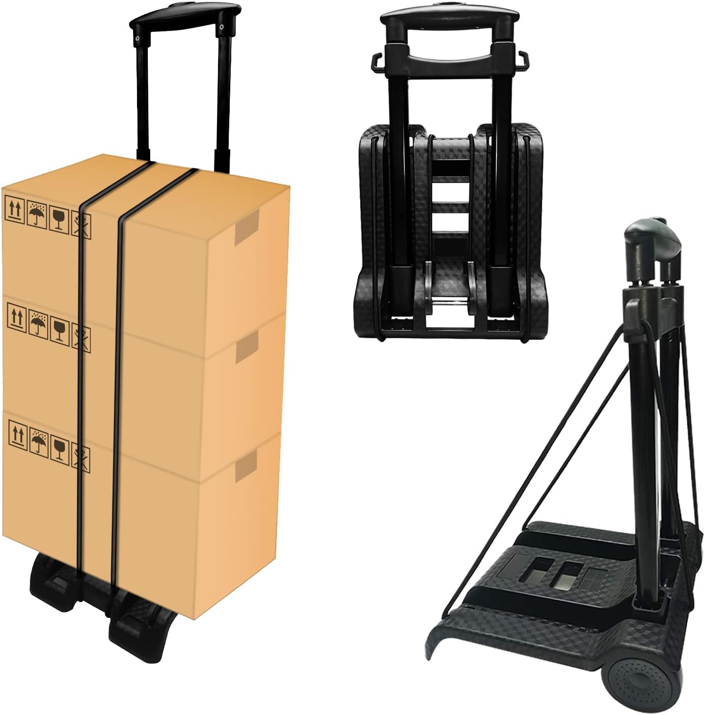 Carro de mano plegable portátil, carrito ligero compacto con 110.2 lbs110 libras, resistente, 2 ruedas, construcción sólida, mango ajustable para