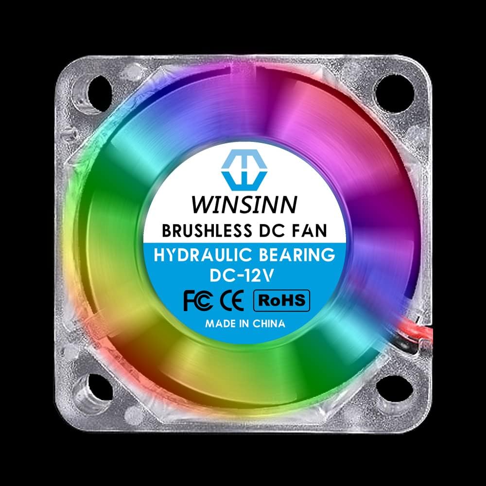 WINSINN Ventilador RGB de 1.181 in de 12 V, impresora 3D colorida LED micro ventiladores de 12 voltios 3010 rodamiento hidráulico, refrigeración sin