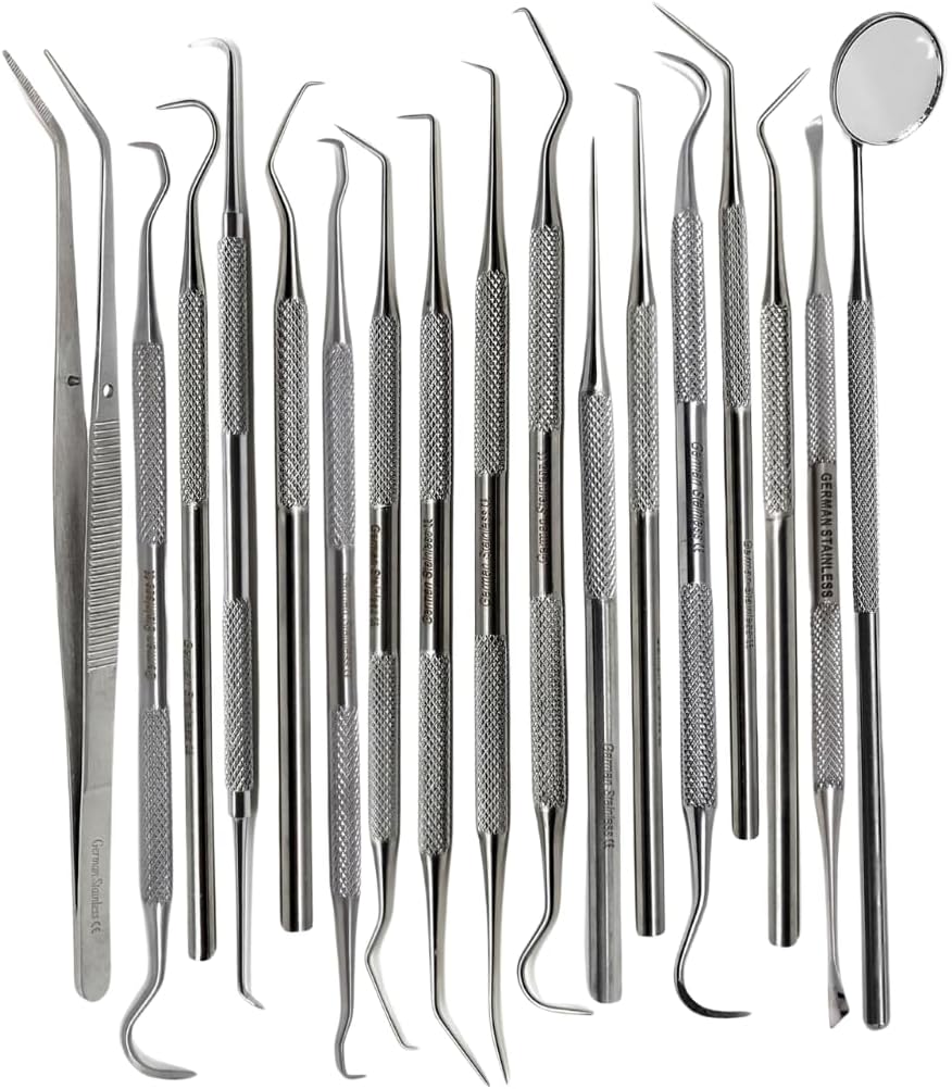 Herramientas dentales multifuncionales, 17 piezas, removedor de placa, juego de limpieza de dientes, kit de higiene bucal con limpiador de placa de