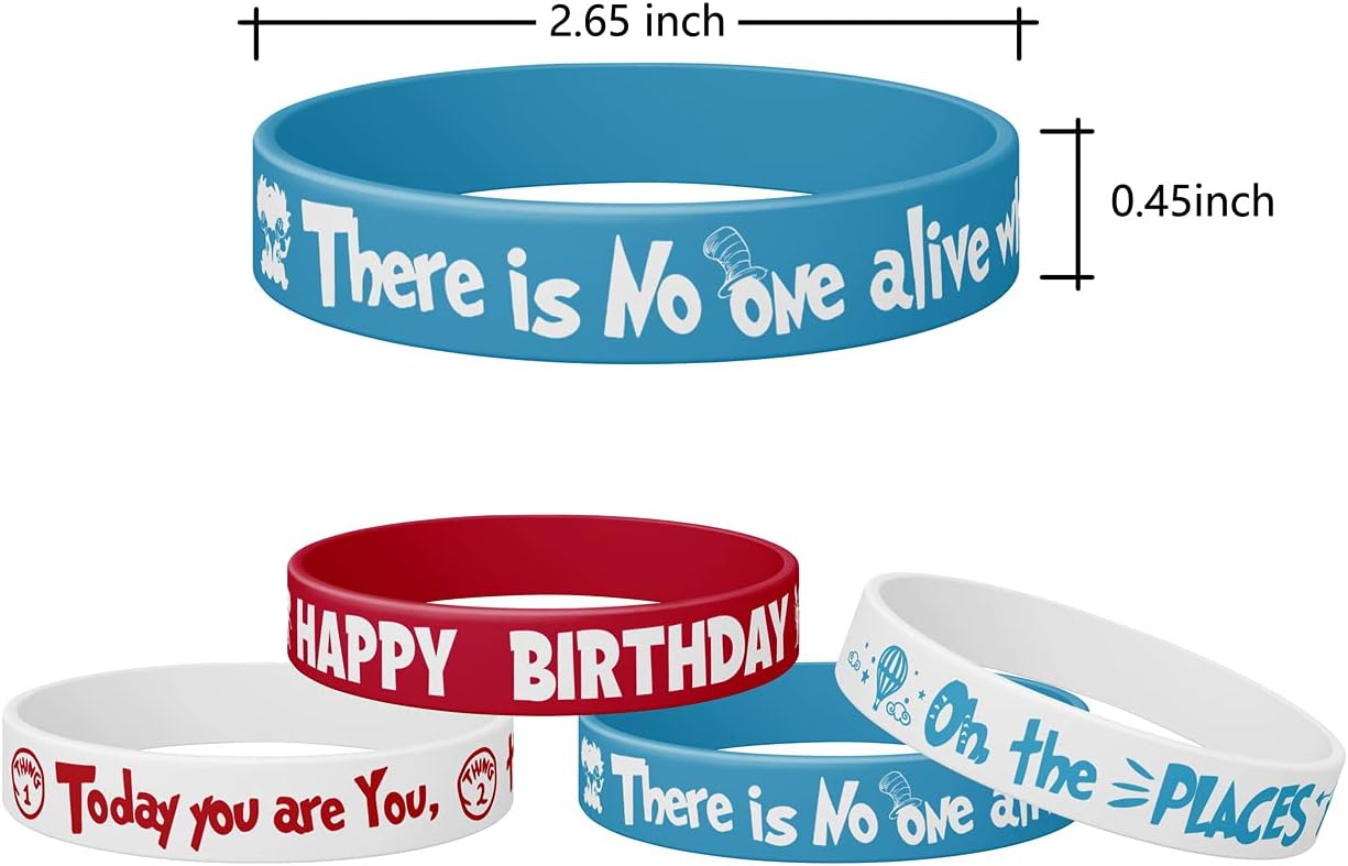 (24 unidades) regalos de fiesta de Dr. Seuss, decoraciones de fiesta del Dr. Seuss, pulseras de silicona para niños, decoraciones de aula de Dr.
