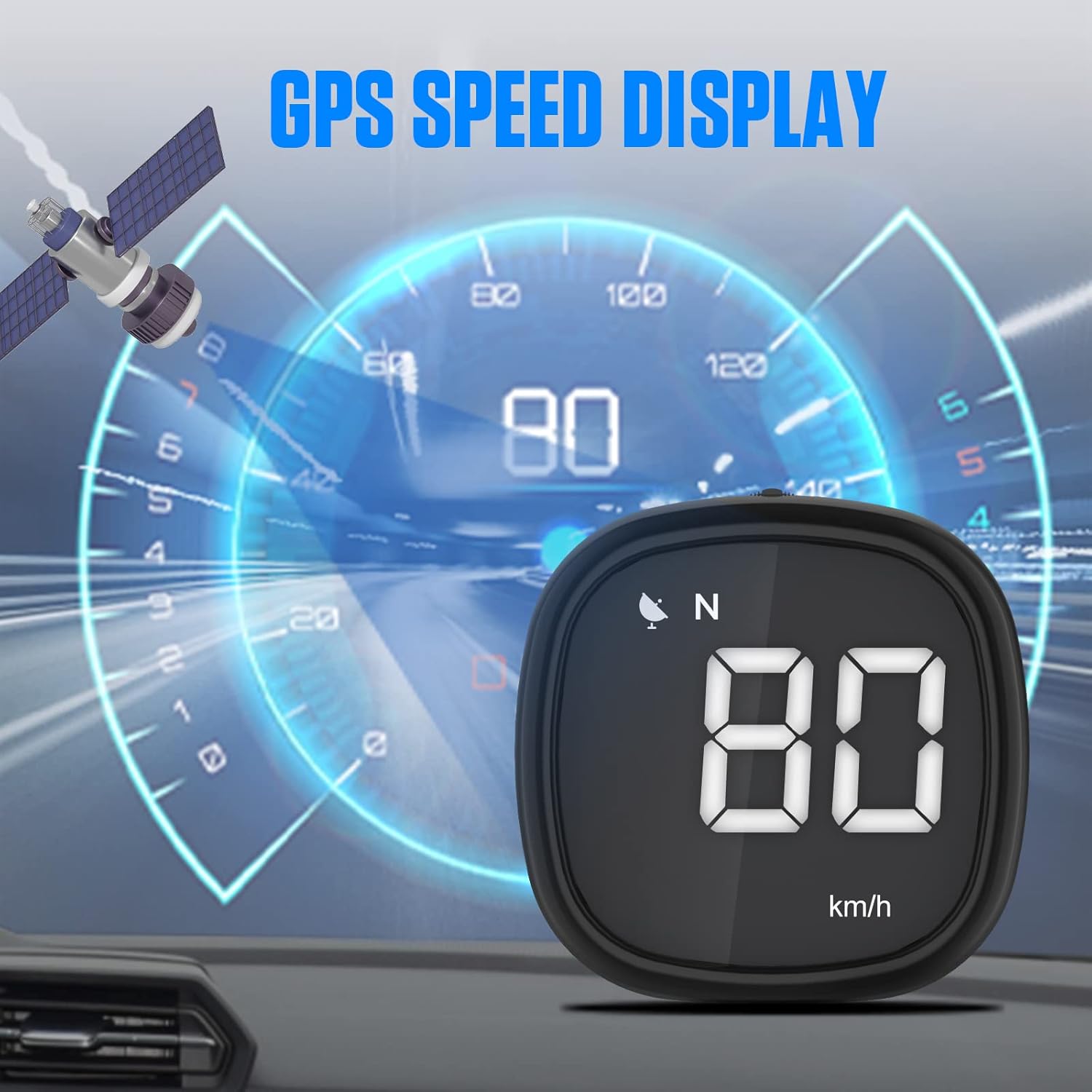 AUTOAND Car GPS Speedometer with Digital HUD Display, Off-Road Real Time Speed Monitor with Overspeed and Fatigue Driving Reminders for All