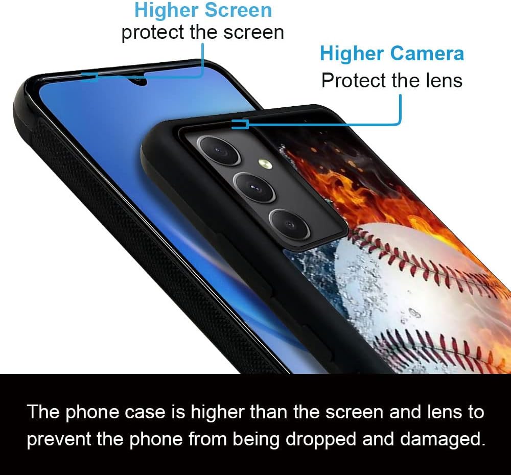 DJSOK Funda compatible con Samsung Galaxy A54 5G, diseño de patrón de lujo de béisbol en llamas para hombres, niños y niñas, de doble capa, a prueba