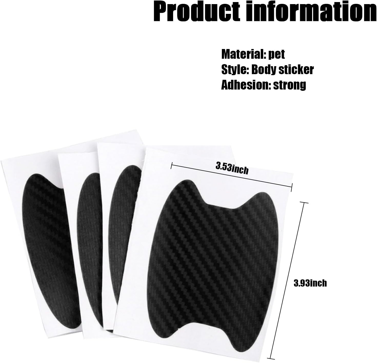 4 protectores para cuenco de puerta de automóvil, 3.38 x 2.67 pulgadas, mango de fibra de carbono interior antiarañazos, accesorio universal de