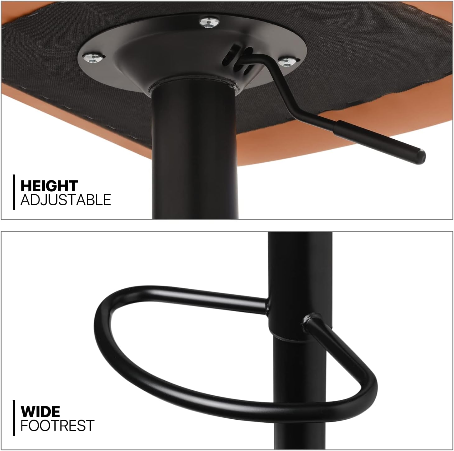 MoNiBloom Moder – Juego de 2 taburetes de bar sin brazos, altura ajustable, de piel sintética, con respaldo de carcasa para el hogar, cocina,