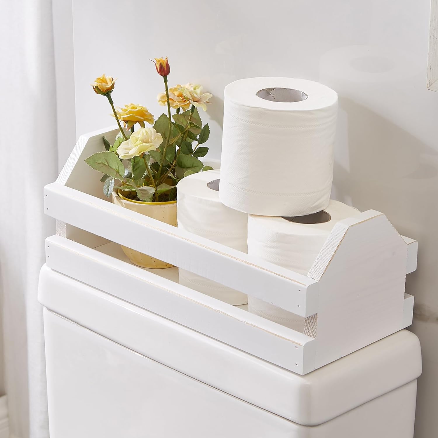 Bandeja para tanque de inodoro, cesta de almacenamiento de papel higiénico, decoración de granja, decoración de tanque de inodoro, organizador de