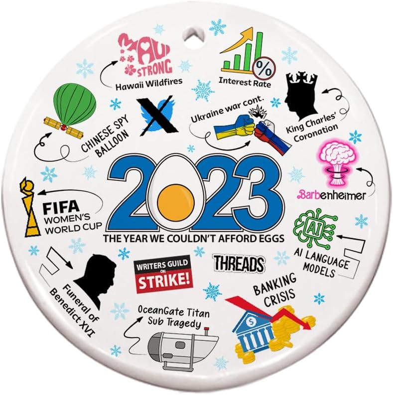 Adorno de cerámica de Navidad 2023, recuerdo divertido de eventos sociales, decoración conmemorativa de festividades
