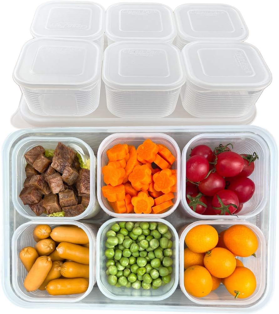 TeTeBak Recipientes de almacenamiento de alimentos con tapas, herméticos, 6 unidades, extraíbles, individuales, sin BPA, recipientes de plástico