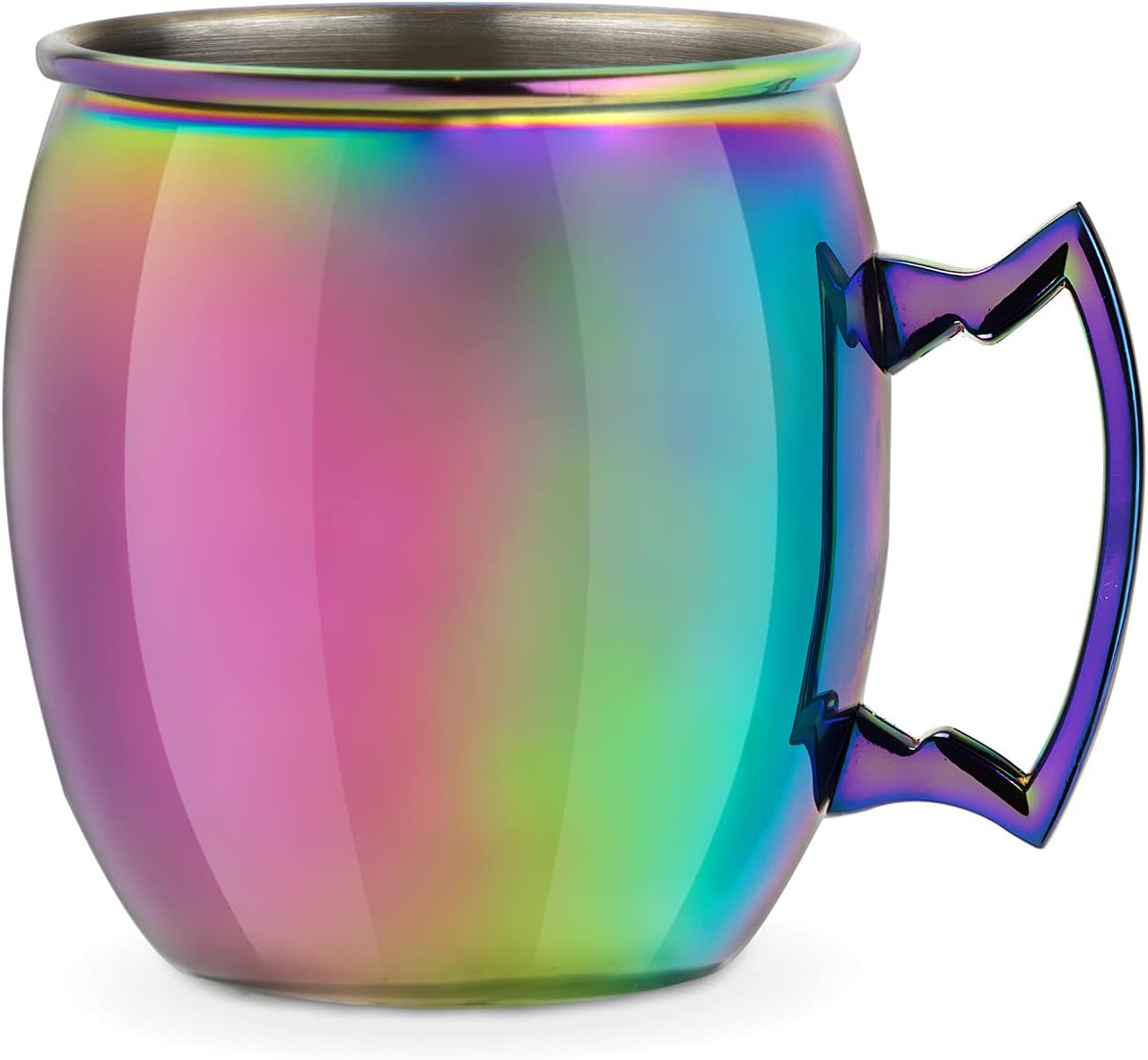 Blush Mirage Moscow Mule – Taza iridiscente, vaso de cóctel de metal de 16 onzas, acero inoxidable, acabado arcoíris, juego de 1
