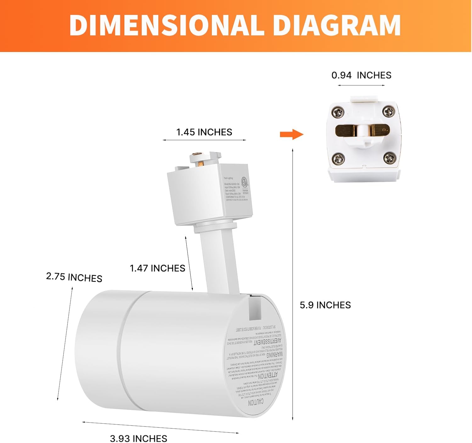 ALAMPEVER Cabezales de iluminación LED para pista J Track, accesorios de iluminación regulables de pista de techo para arte de pared, luz de pista