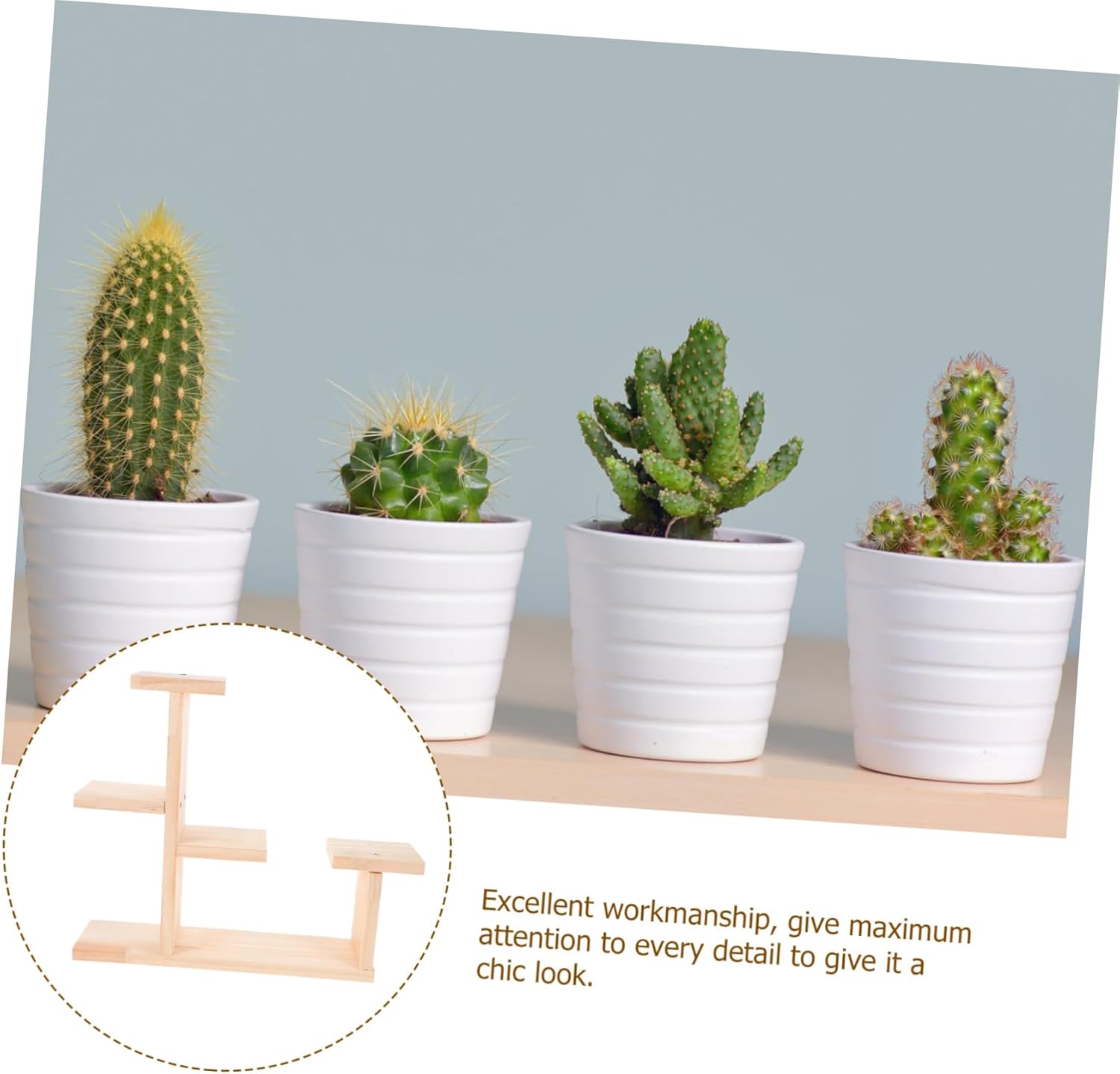 Yardwe Soporte de madera para tartas, soporte para plantas de madera, soporte de exhibición de madera para plantas, bandeja redonda de madera para