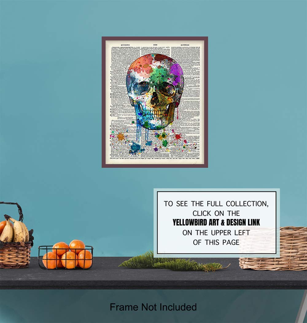 Skull Decor – Skull Wall Decor – Graffiti Skull Wall Art – Gothic Decorations – Goth Wall Art – Grunge Posters Room Decor – Trippy Wall Art – Skull