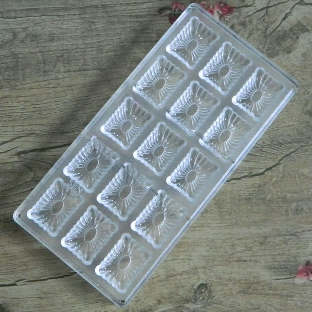 Grainrain Moldes de chocolate de plástico Moldes de caramelo de flores rectangulares Moldes de policarbonato de plástico Moldes de chocolate