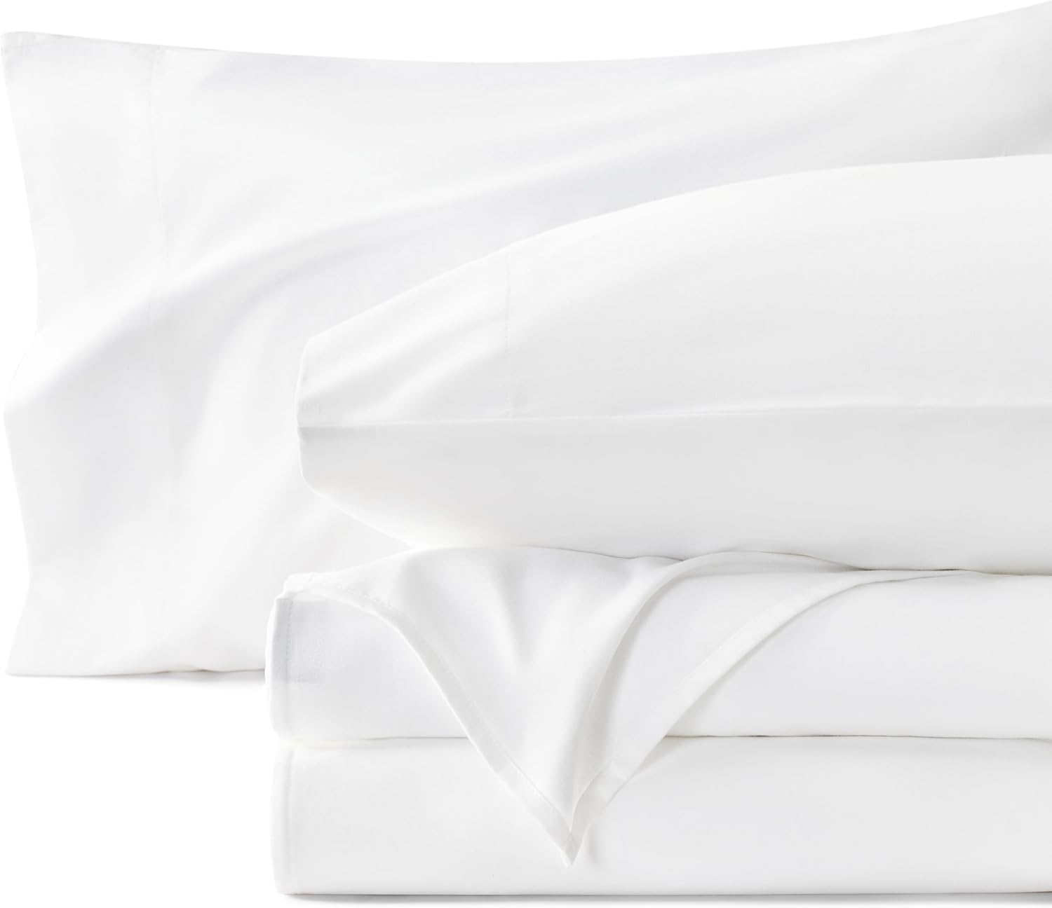 Bedsure Sábanas de franela cepillada tamaño Queen, sábanas 100% algodón para cama tamaño Queen, sábanas blancas extra suaves, sábanas cálidas con