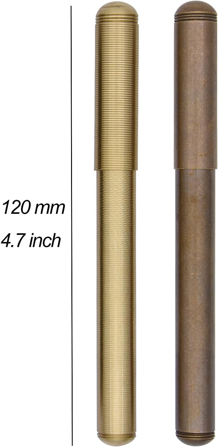 SIPLIV Pluma estilográfica de latón Pluma de oficina de negocios Párrafo corto (4.724 in) Pluma de viaje de bolsillo – Bobina de latón