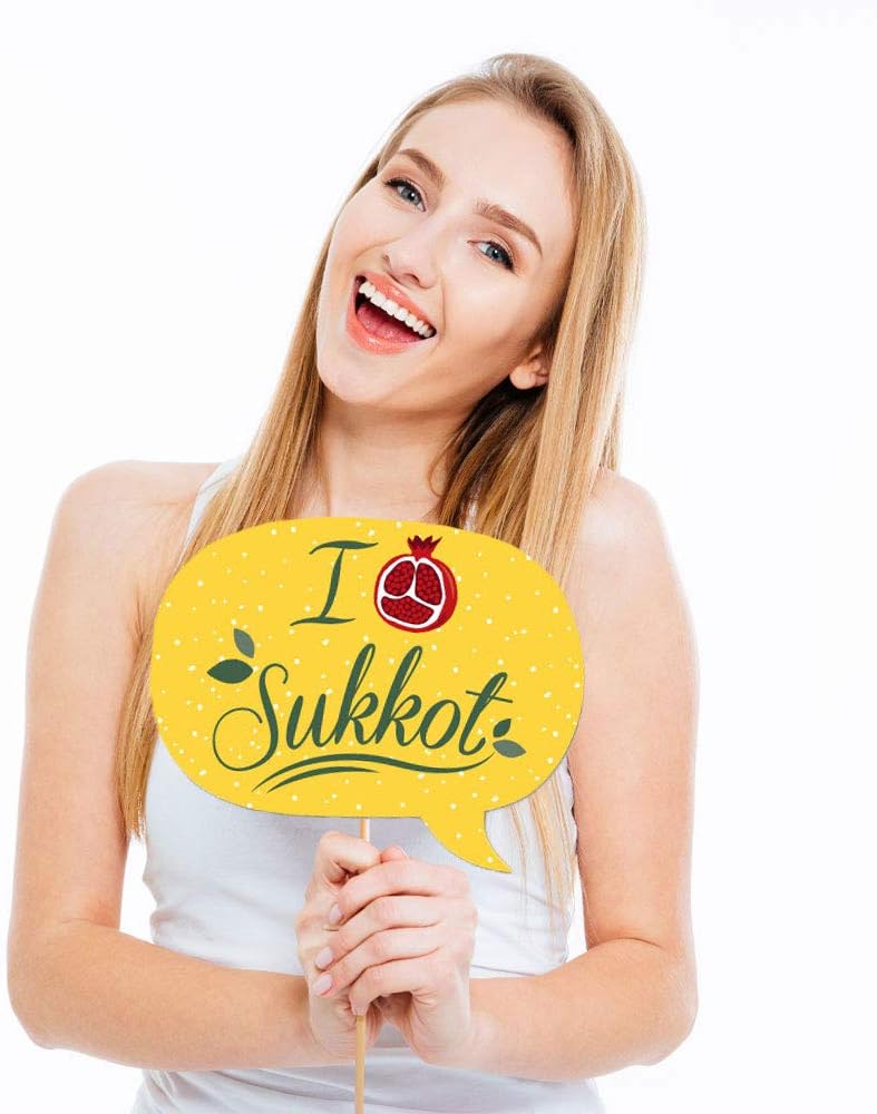 Big Dot of Happiness Funny Sukkot – Kit de accesorios para cabina de fotos judía de Sukkah – 10 piezas