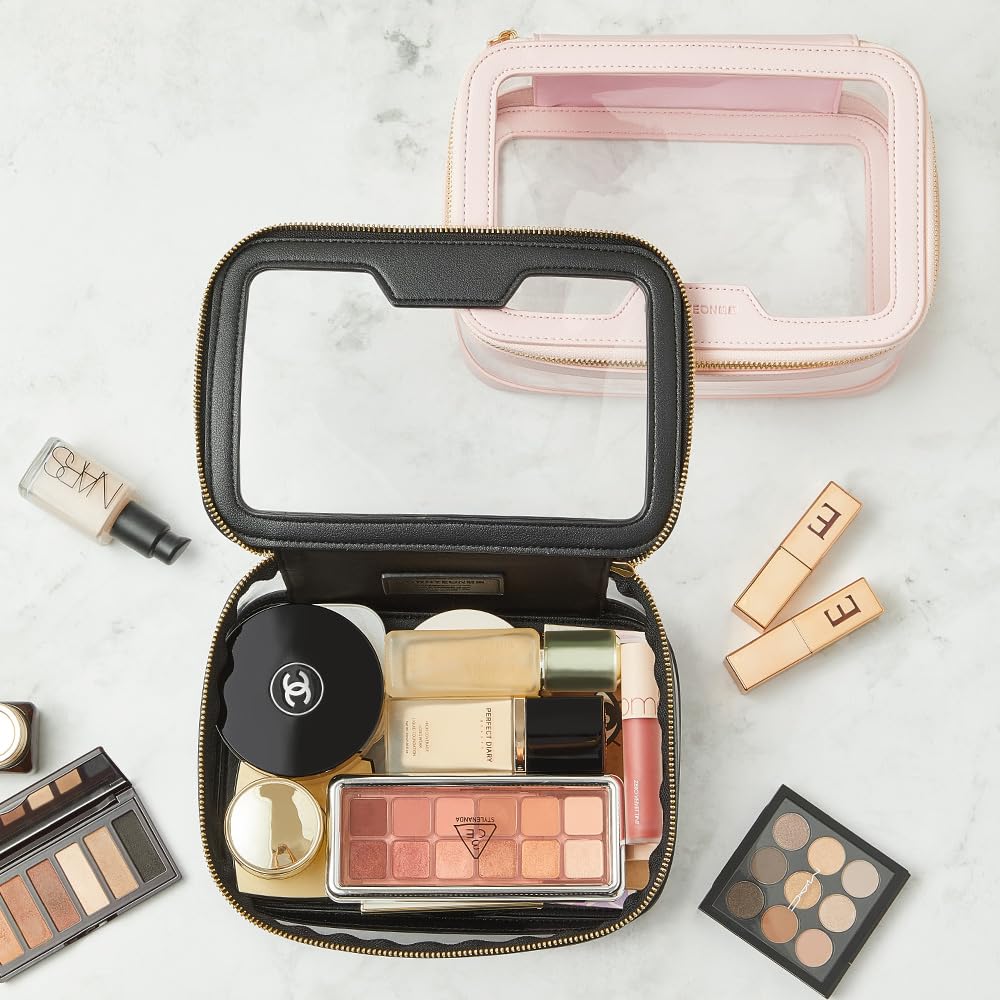 Rownyeon Estuche de maquillaje transparente para artículos de tocador, estuche de viaje para maquillaje, organizador de cosméticos portátil, bolsa