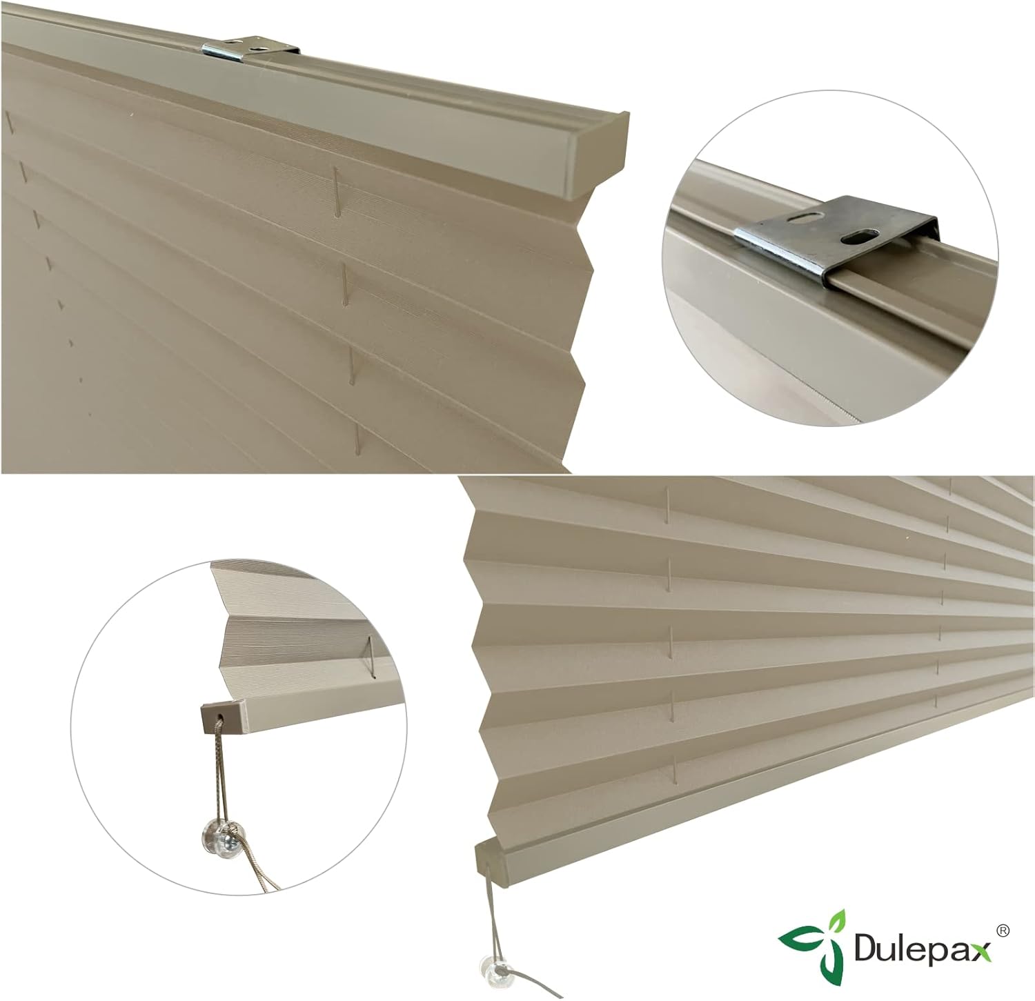 Dulepax Persianas plisadas para autocaravana, persianas plisadas para caravana, 20 pulgadas de ancho x 24 pulgadas de largo, color capuchino,