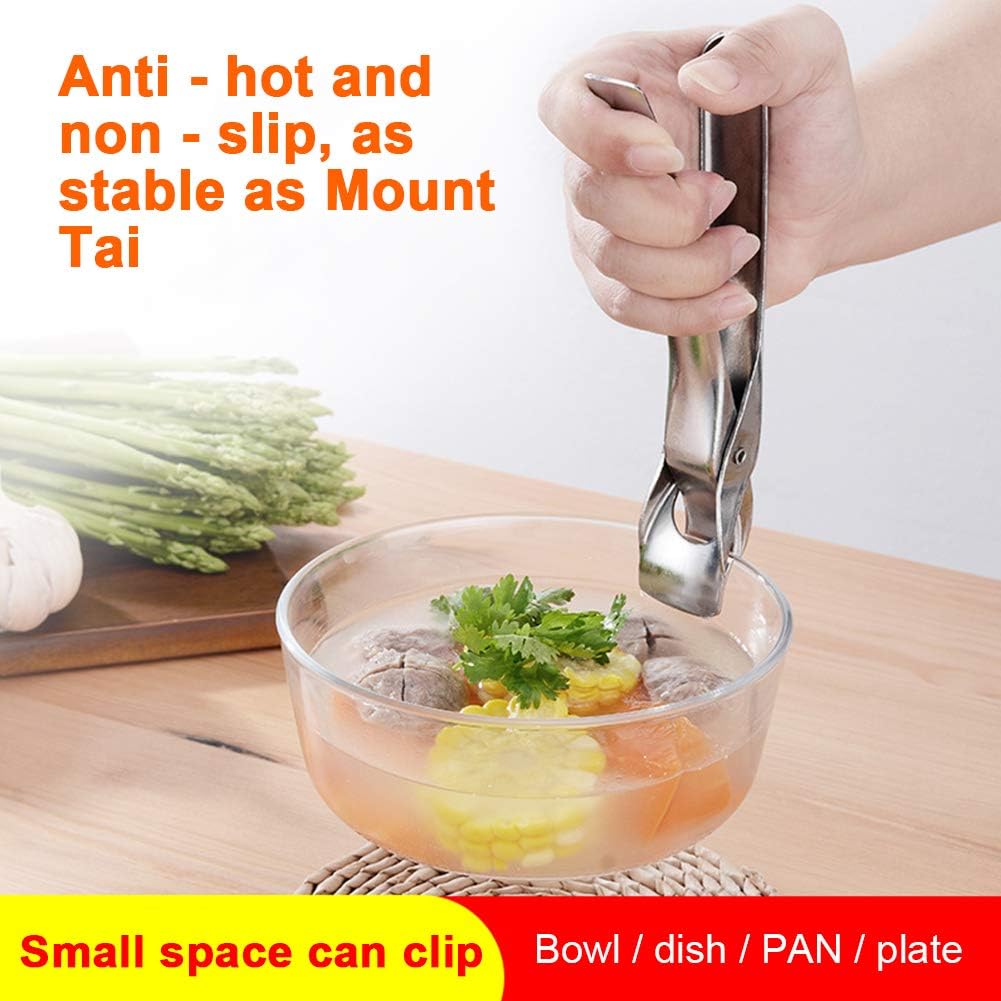 Pinza para platos calientes, agarre ergonómico para bandeja de pizza, clip ergonómico para tazón, agarre de placa caliente de restaurante de acero