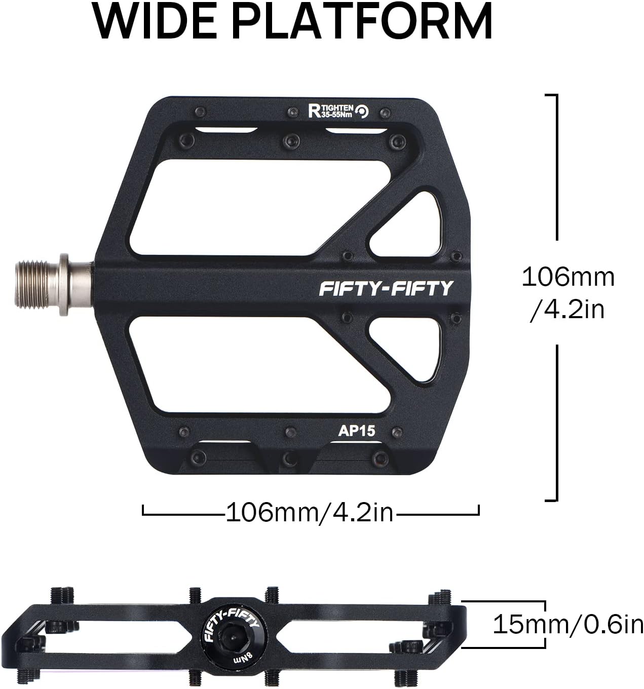 FIFTY-FIFTY Pedales de bicicleta de montaña, pedales planos MTB antideslizantes, pedales de aleación de aluminio, rodamiento sellado de 916