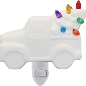 Creative Hobbies Camión de cerámica con luz de noche de árbol – sin pintar DIY cerámica vintage camión luz de noche con bombilla LED Creative Hobbies Camión de cerámica con luz de noche de árbol – sin pintar DIY cerámica vintage camión luz de noche con bombilla LED