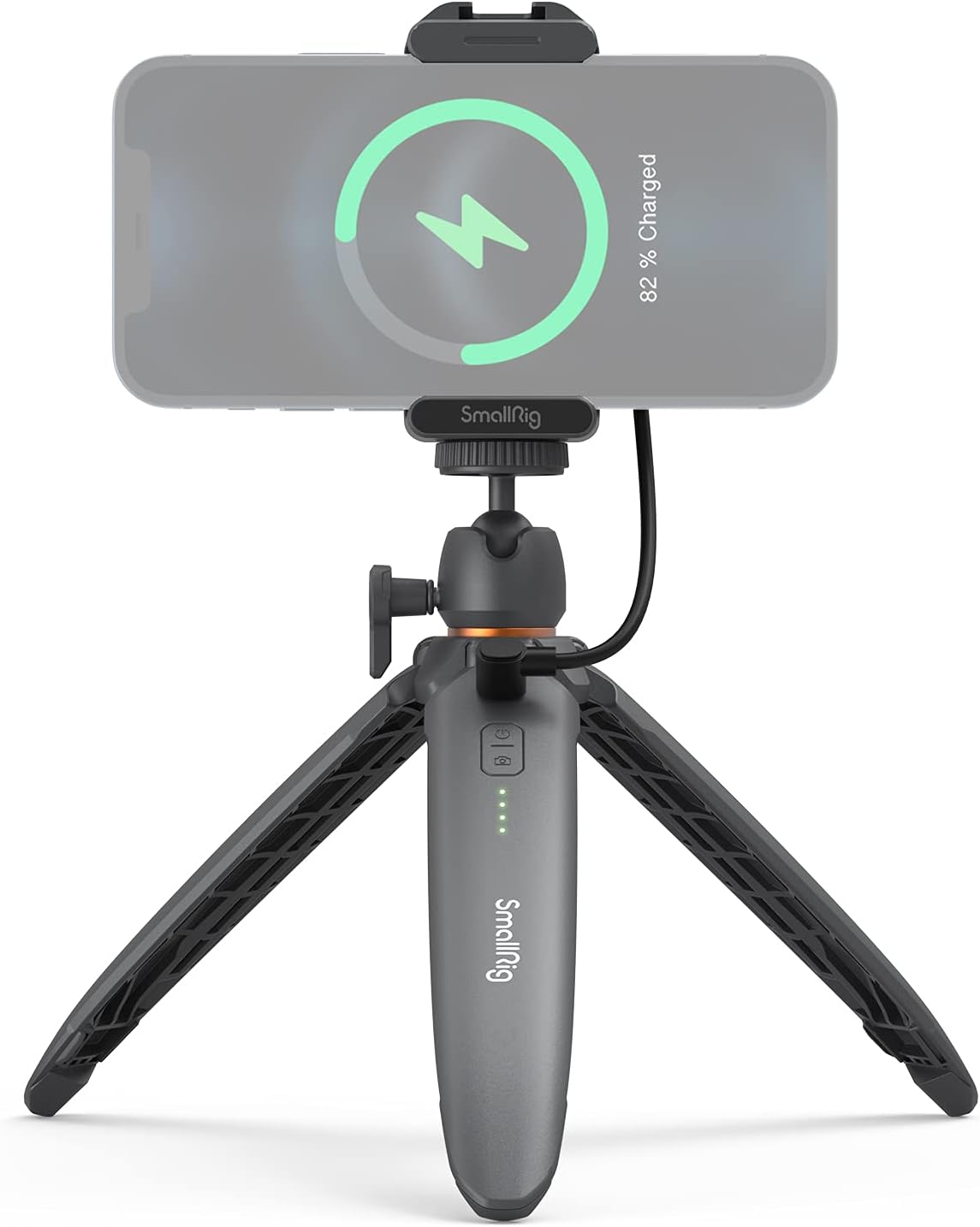 SmallRig Mini trípode de escritorio para teléfono con carga inalámbrica y soporte para teléfono inteligente, zapata fría, mini trípode de mesa de