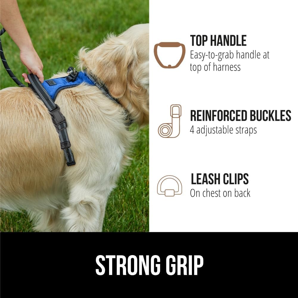 Gorilla Grip Arnés cómodo y duradero sin tirones para perro con asa, clips de correa para mascotas en el pecho o la espalda para caminar, chaleco de