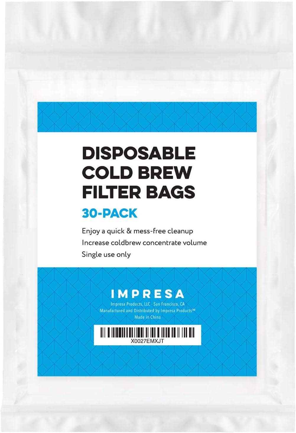Impresa Paquete de 30 bolsas de filtro de papel de preparación en frío compatibles con Toddy(R) y OXO BREW – Bolsa de filtro para el sistema de