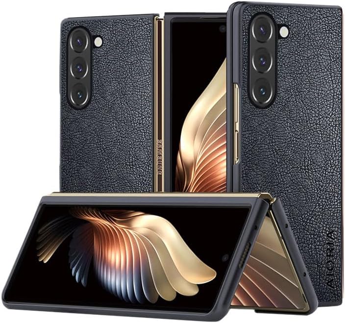 AIORIA Funda para Samsung Galaxy Z Fold5 7.6 “Pantalla Premium PU Funda de cuero PU Diseño retro Business Funda protectora completa para Samsung